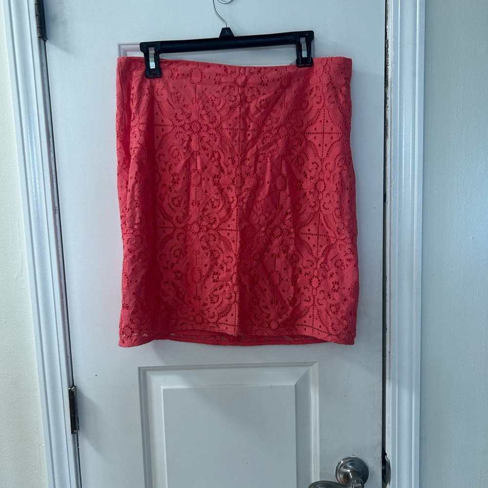 Banana Republic Vibrant Peach Lace Pencil Skirt